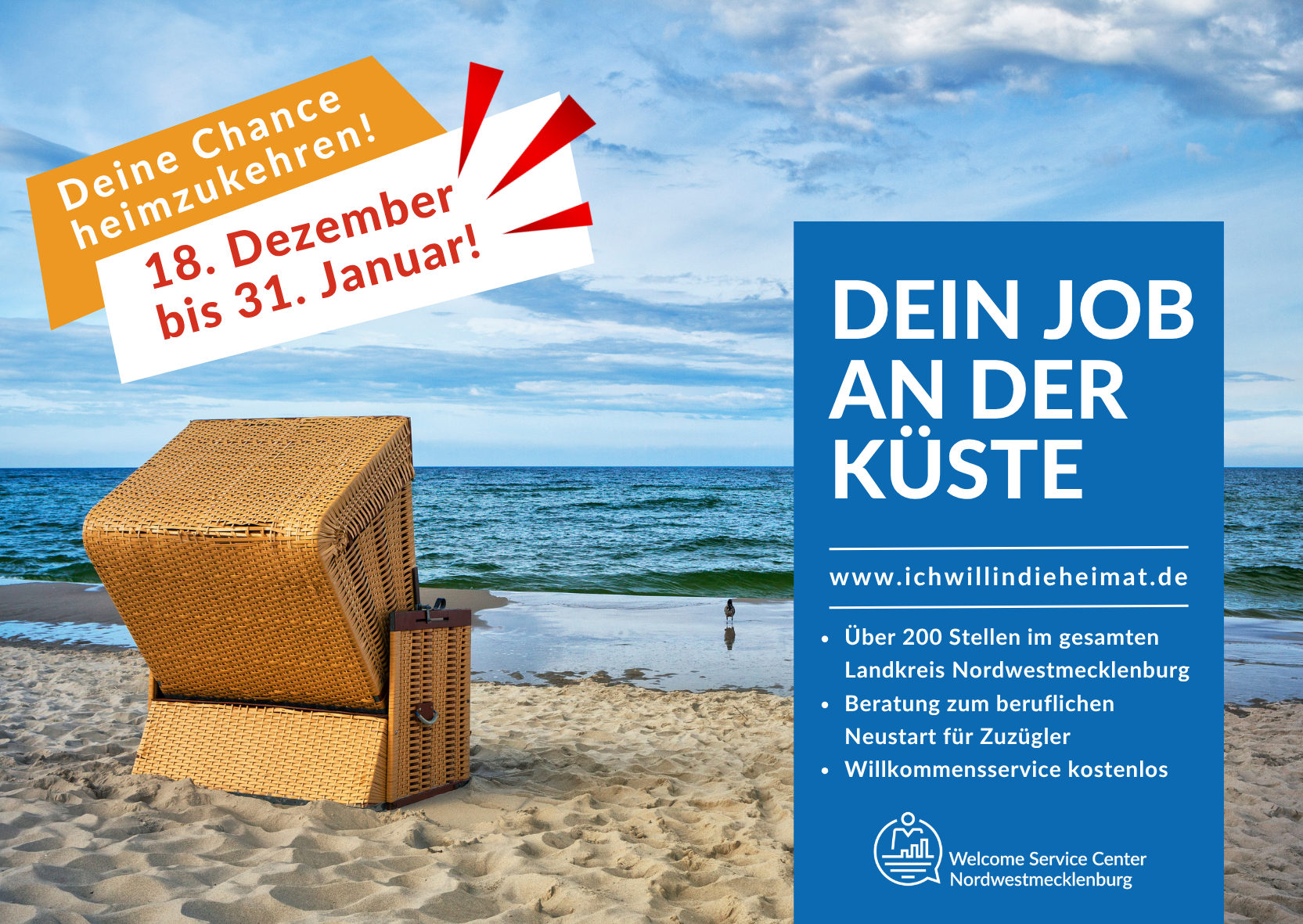 Blitz RKT Anzeige Ankündigung 18.12-31-01. Dein Job an der Küste Online Mini Workshop für Unternehmen Integration